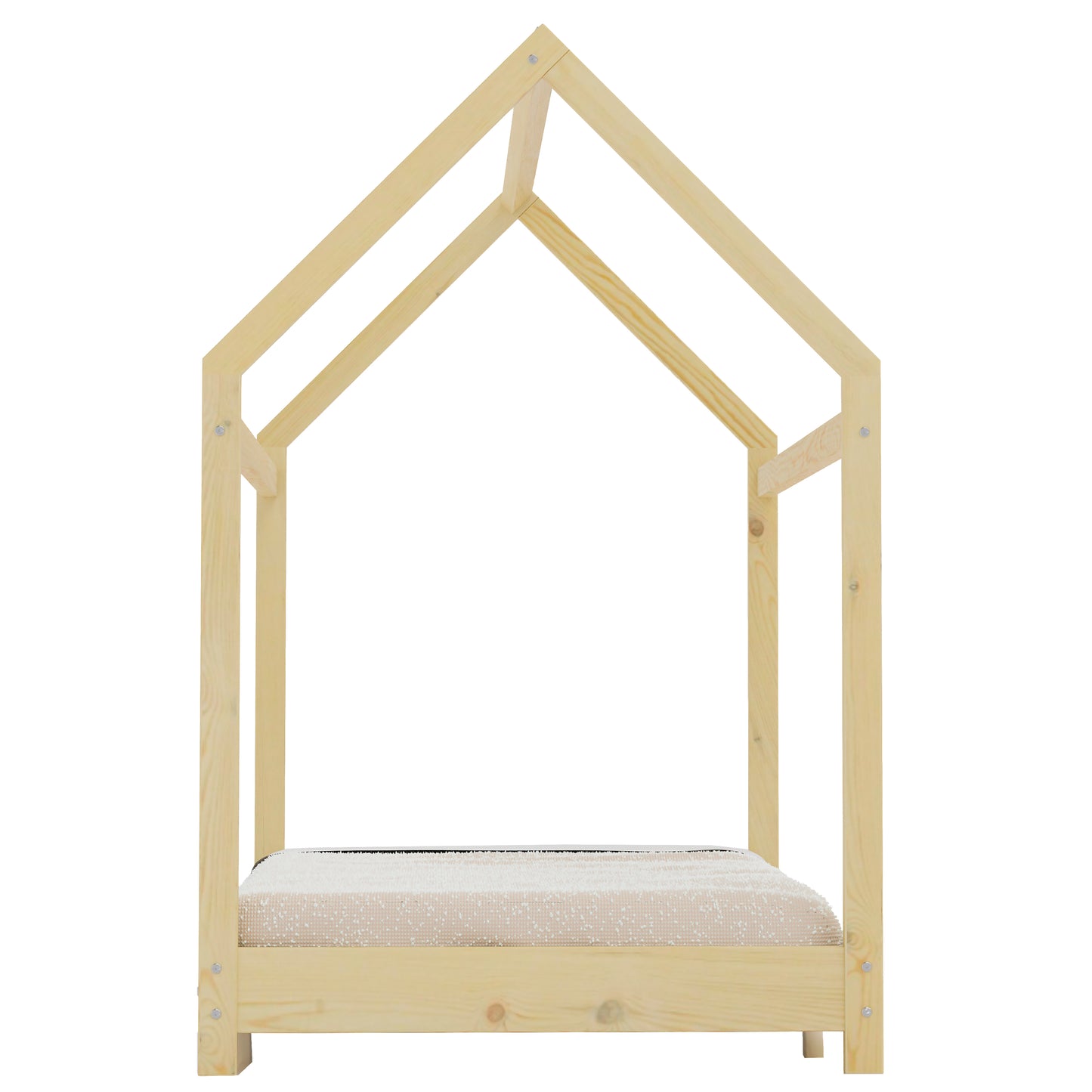 Hausbett Cozy Haven 90x200 aus massivem Kiefernholz mit Bodenbelag, lackiert