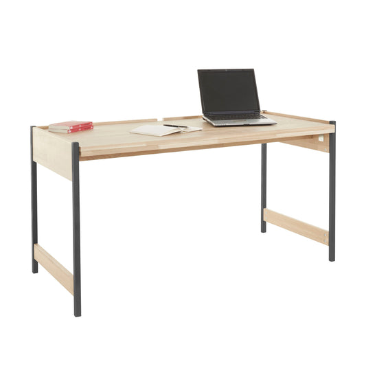 Tisch aus massiver Eiche, mit Metallbeinen, 143 x 65 x 74