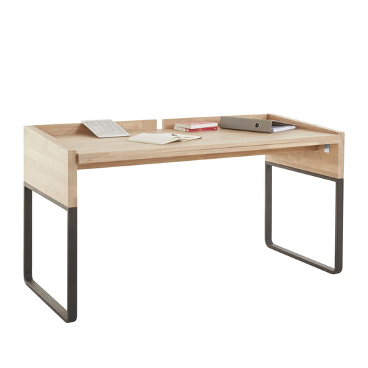 Tisch aus massiver Eiche, mit Metallbeinen, 146 x 63 x 77