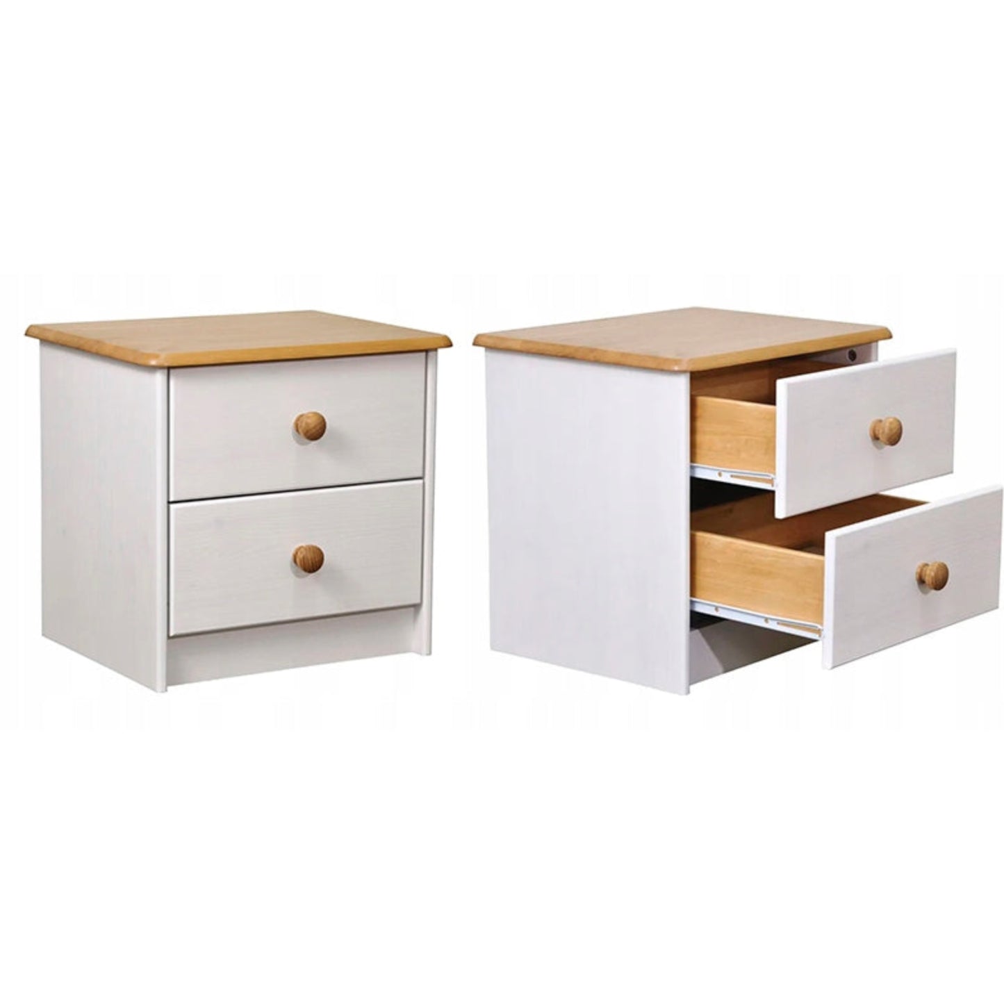 Kommode Schrank solide Kiefer 2 Schubladen 42 cm weiße Antiquitäten