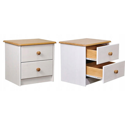 Kommode Schrank solide Kiefer 2 Schubladen 42 cm weiße Antiquitäten