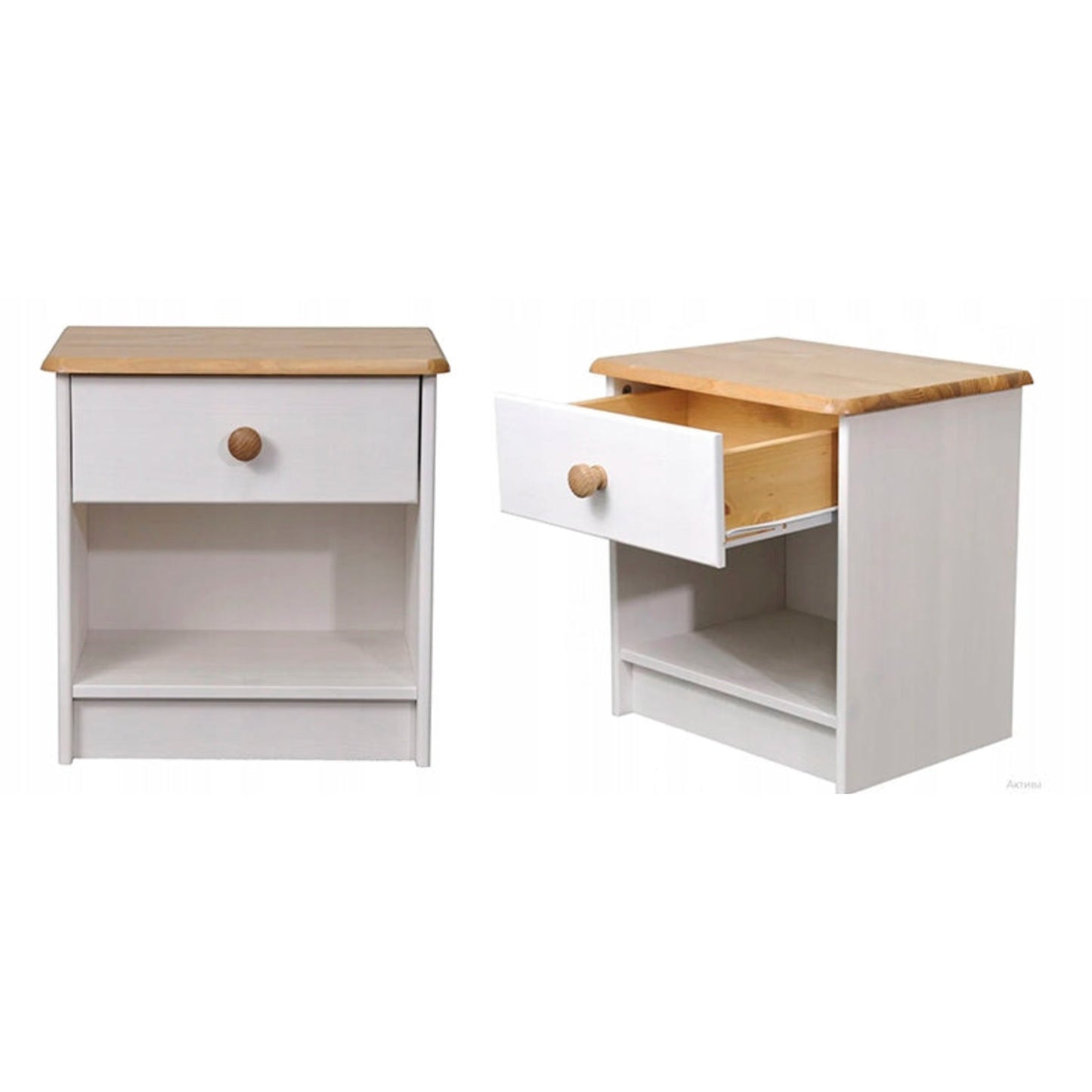 Kommode Schrank solide Kiefer 1 Schublade 42 cm Grau