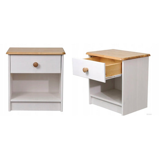 Kommode Schrank solide Kiefer 1 Schublade 42 cm Grau