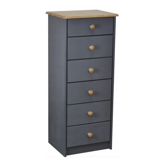 Massiver Kiefernkasten 6 Schubladen 101.7 cm lak