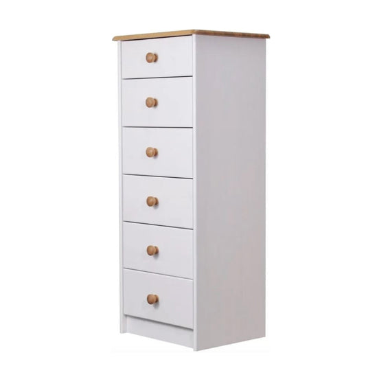 6 Schubladen aus massivem Kiefernholz Kommode 101.7 cm weiße Antiquitäten