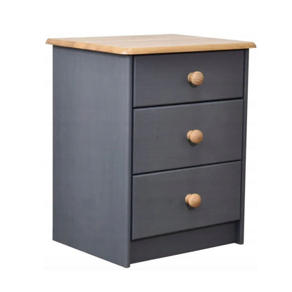 Kommode aus massiver Kiefer 3 Schubladen 53 cm Grau