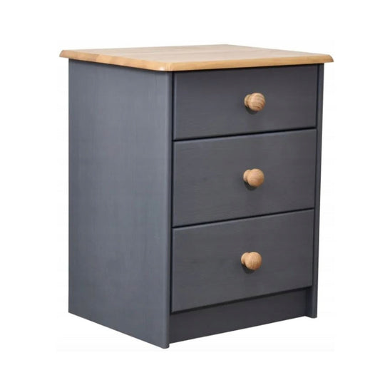Kommode aus massiver Kiefer 3 Schubladen 53 cm Grau