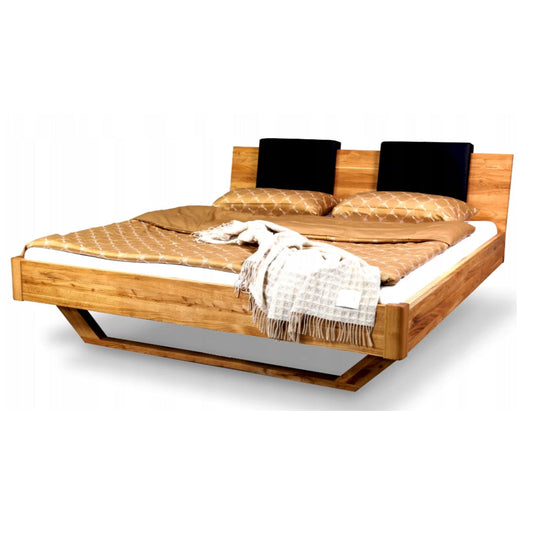  Eichenbett "Exäng" auf Eichenstützen, 160 cm