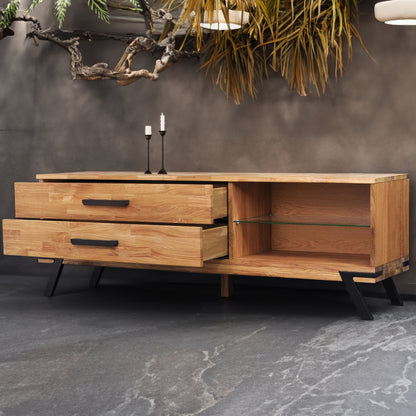 TV-Schrank "Luleälven", aus massiver Eiche, auf Metallbeinen